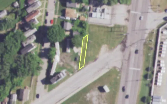 Aerial view of 641 GIMBLIN ST — vacant lot, St. Louis with approximate parcel outline