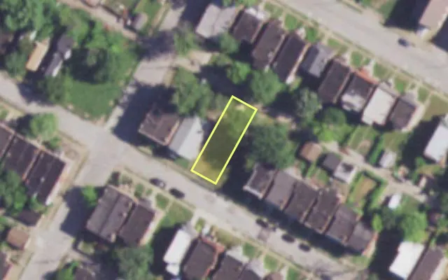 Aerial view of 4181 FARLIN AV — vacant lot, St. Louis with approximate parcel outline