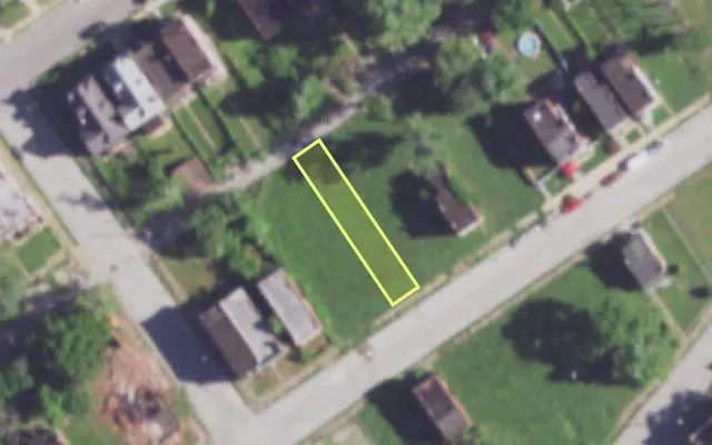 Aerial view of 2037 ALICE AV — vacant lot, St. Louis with approximate parcel outline