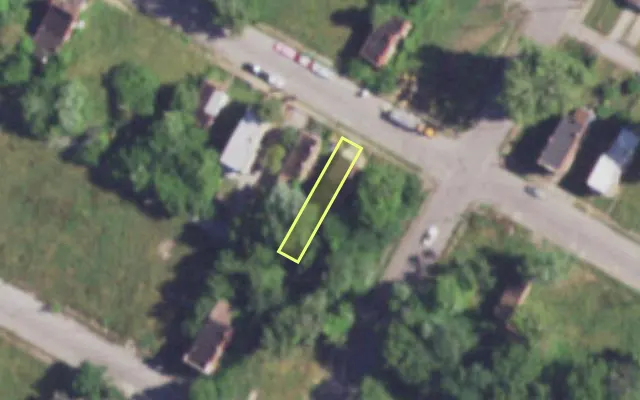 Aerial view of 4006 NORTH MARKET ST — vacant lot, St. Louis with approximate parcel outline