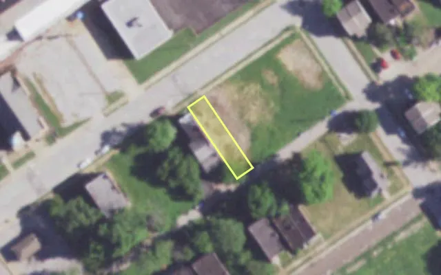 Aerial view of 2114 JOHN AV — vacant lot, St. Louis with approximate parcel outline
