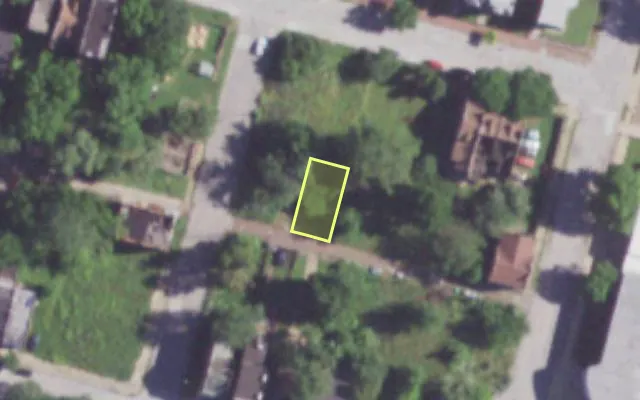 Aerial view of 1218 HEBERT ST — vacant lot, St. Louis with approximate parcel outline