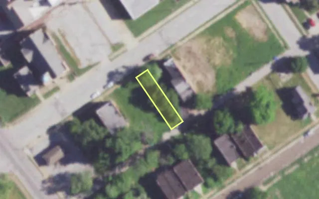 Aerial view of 2122 JOHN AV — vacant lot, St. Louis with approximate parcel outline
