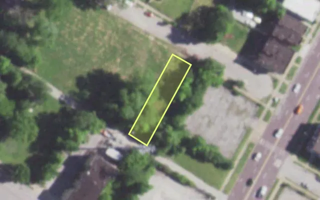 Aerial view of 5318 THEODOSIA AV — vacant lot, St. Louis with approximate parcel outline