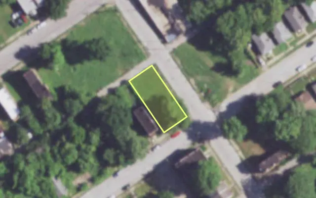 Aerial view of 2005 GANO AV — vacant lot, St. Louis with approximate parcel outline