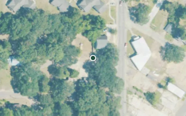 Aerial view of 0.4 acres in Jones, MS — 15097; approximate location marked
