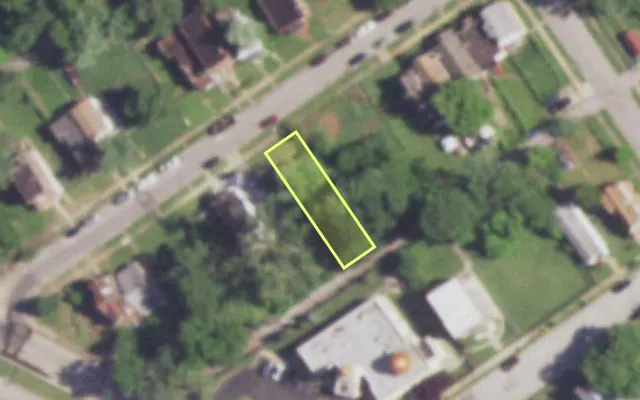 Aerial view of 4548 ALCOTT AV — vacant lot, St. Louis with approximate parcel outline