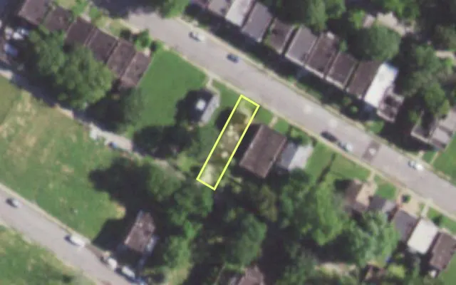 Aerial view of 5870 LOTUS AV — vacant lot, St. Louis with approximate parcel outline