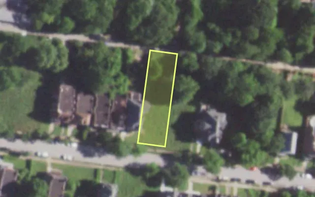Aerial view of 5053 ENRIGHT AV — vacant lot, St. Louis with approximate parcel outline