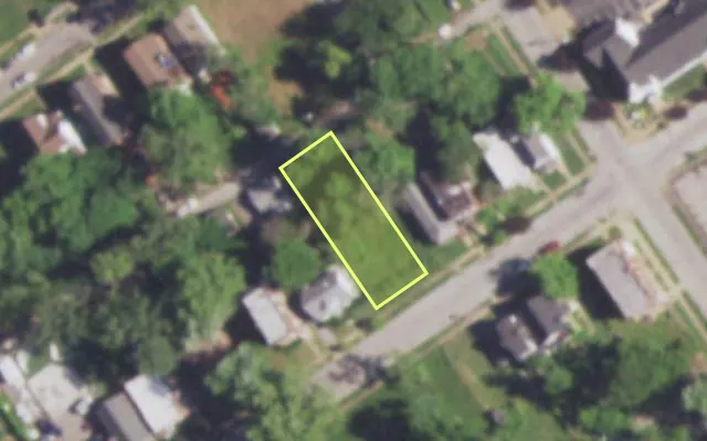 Aerial view of 5461 GILMORE AV — vacant lot, St. Louis with approximate parcel outline