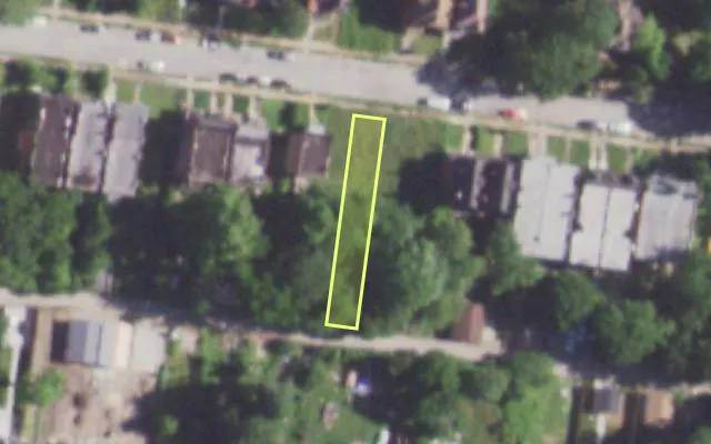 Aerial view of 5146 KENSINGTON AV — vacant lot, St. Louis with approximate parcel outline