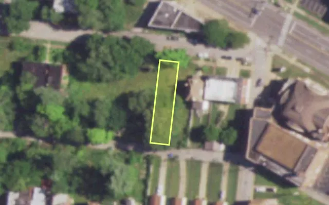 Aerial view of 4614 VERNON AV — vacant lot, St. Louis with approximate parcel outline