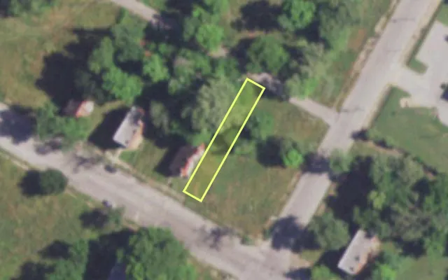 Aerial view of 4211 EVANS AV — vacant lot, St. Louis with approximate parcel outline