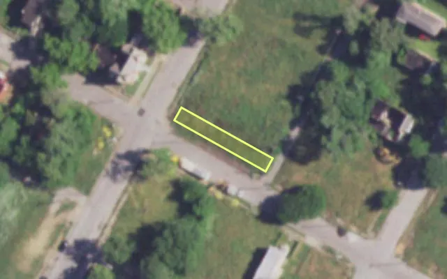 Aerial view of 1700 WHITTIER ST — vacant lot, St. Louis with approximate parcel outline