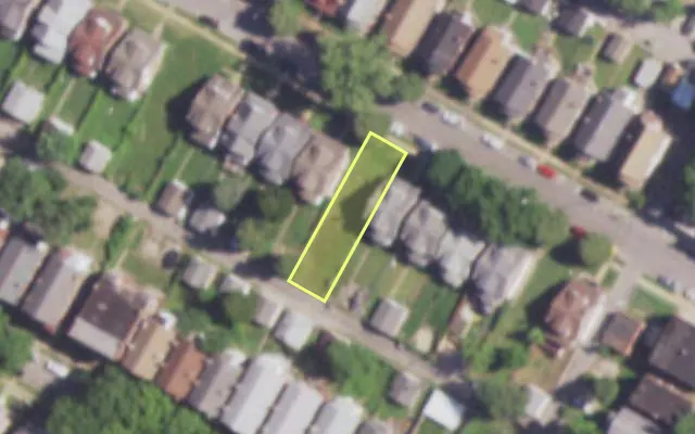 Aerial view of 4836 LEE AV — vacant lot, St. Louis with approximate parcel outline