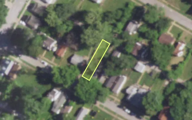Aerial view of 5979 THEODORE AV — vacant lot, St. Louis with approximate parcel outline