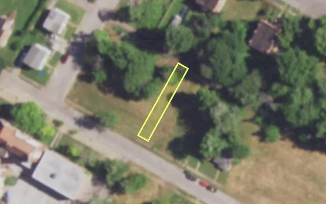 Aerial view of 4583 KENNERLY AV — vacant lot, St. Louis with approximate parcel outline