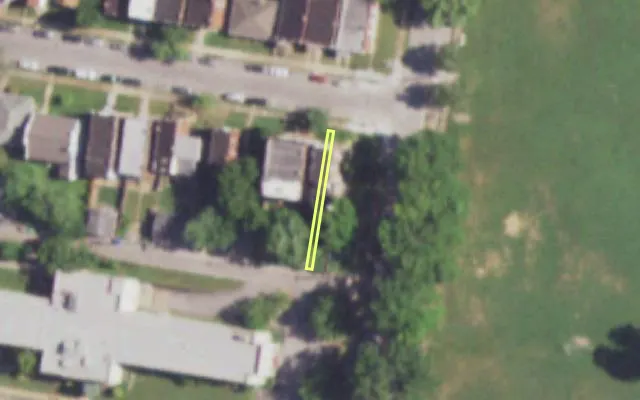 Aerial view of 3404 MONTANA ST — vacant lot, St. Louis with approximate parcel outline