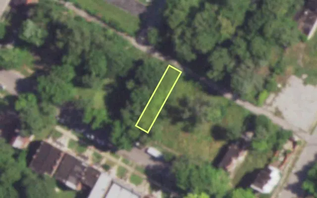Aerial view of 4581 EVANS AV — vacant lot, St. Louis with approximate parcel outline