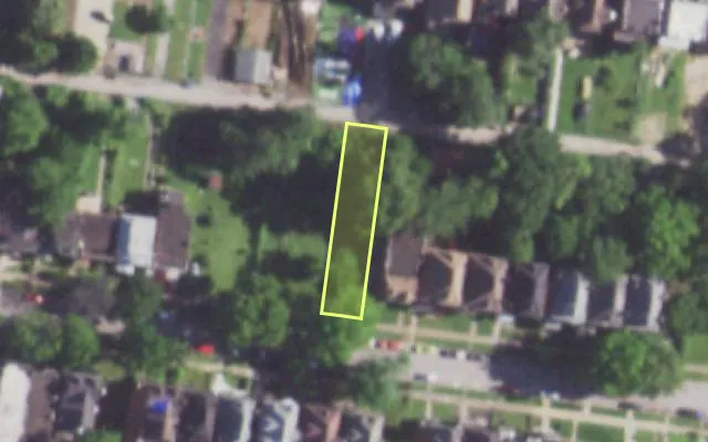 Aerial view of 5137 CATES AV — vacant lot, St. Louis with approximate parcel outline