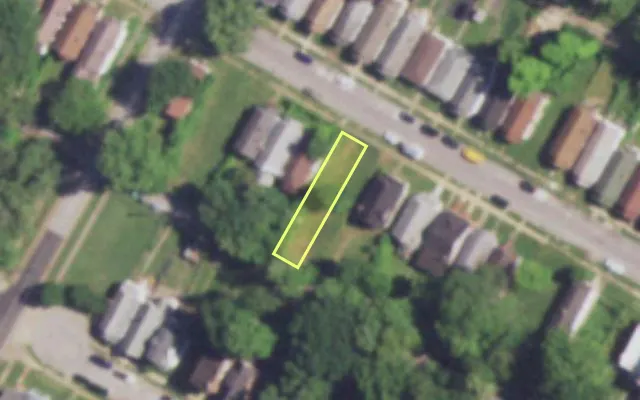 Aerial view of 5952 HARNEY AV — vacant lot, St. Louis with approximate parcel outline