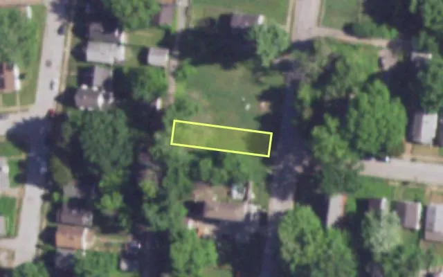 Aerial view of 8997 NEWBY ST — vacant lot, St. Louis with approximate parcel outline