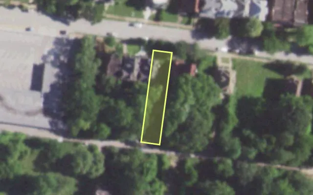 Aerial view of 5062 KENSINGTON AV — vacant lot, St. Louis with approximate parcel outline