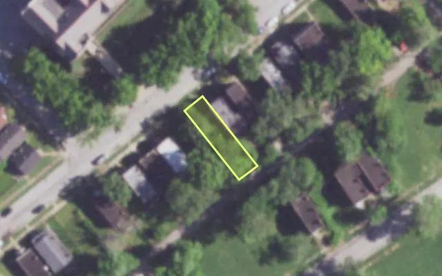 Aerial view of 1410 LINTON AV — vacant lot, St. Louis with approximate parcel outline