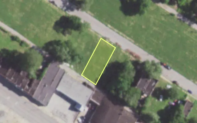 Aerial view of 5842 THEODOSIA AV — vacant lot, St. Louis with approximate parcel outline