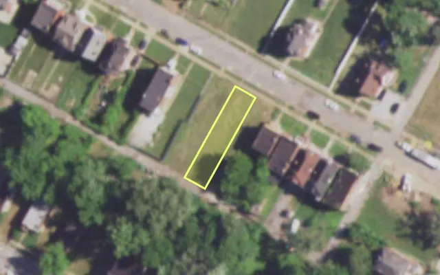 Aerial view of 4432 GREER AV — vacant lot, St. Louis with approximate parcel outline