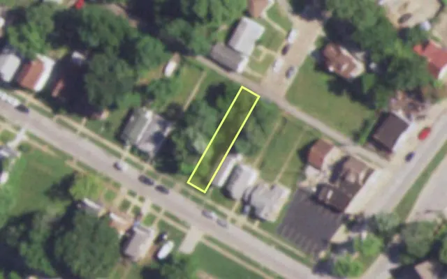 Aerial view of 5923 SHULTE AV — vacant lot, St. Louis with approximate parcel outline