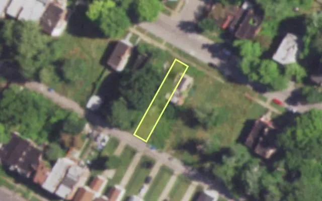 Aerial view of 4552 EVANS AV — vacant lot, St. Louis with approximate parcel outline