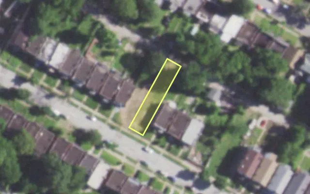 Aerial view of 5233 NORTHLAND AV — vacant lot, St. Louis with approximate parcel outline