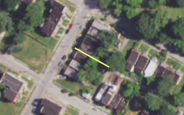 Aerial view of 3408 H MARCUS AV — vacant lot, St. Louis with approximate parcel outline
