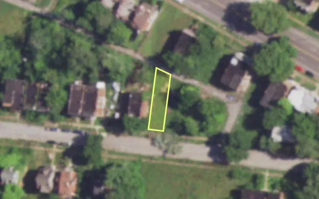 Aerial view of 4705 VERNON AV — vacant lot, St. Louis with approximate parcel outline