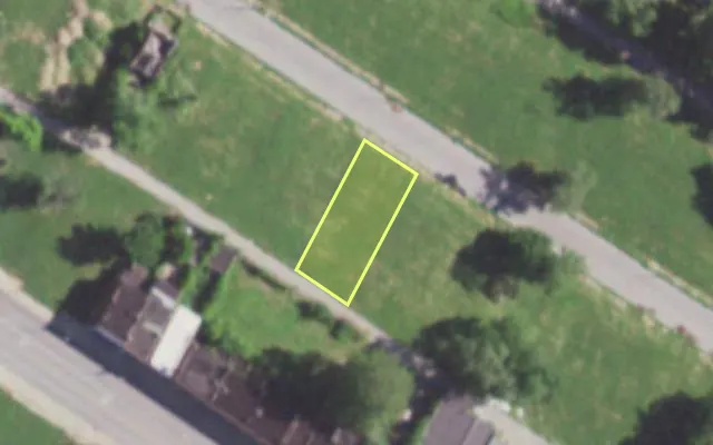 Aerial view of 5868 THEODOSIA AV — vacant lot, St. Louis with approximate parcel outline