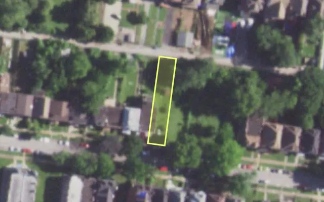 Aerial view of 5149 CATES AV — vacant lot, St. Louis with approximate parcel outline