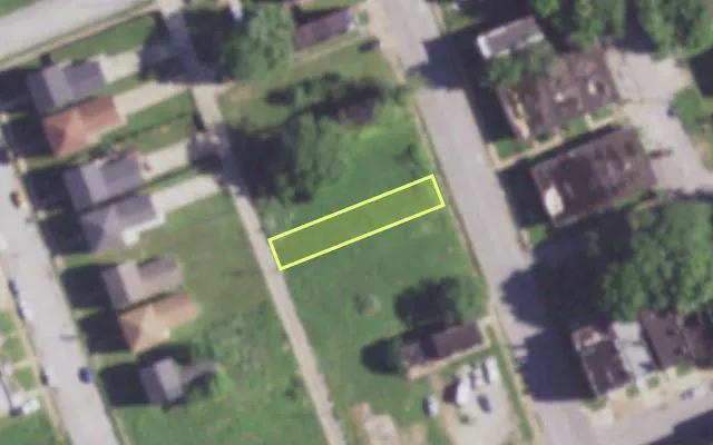 Aerial view of 3919 N FLORISSANT AV — vacant lot, St. Louis with approximate parcel outline