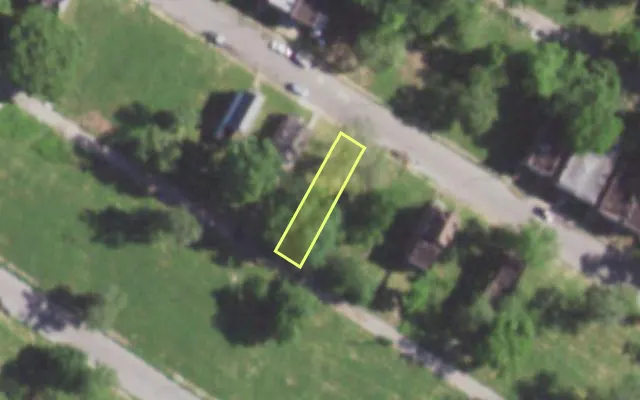 Aerial view of 5842 COTE BRILLIANTE AV — vacant lot, St. Louis with approximate parcel outline