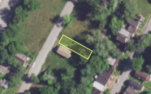 Aerial view of 3100 NEW ASHLAND PL — vacant lot, St. Louis with approximate parcel outline