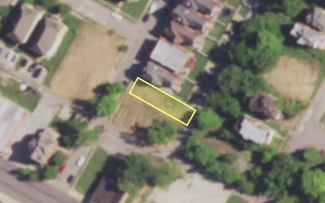Aerial view of 1520 DICK GREGORY PL — vacant lot, St. Louis with approximate parcel outline