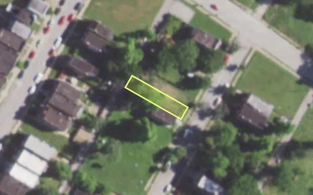 Aerial view of 1433 SEMPLE AV — vacant lot, St. Louis with approximate parcel outline