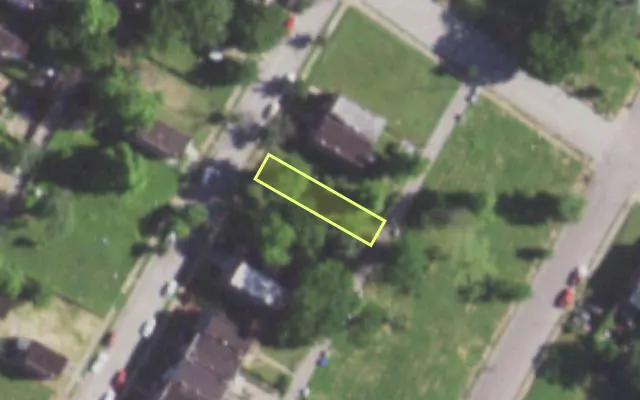 Aerial view of 1430 SEMPLE AV — vacant lot, St. Louis with approximate parcel outline