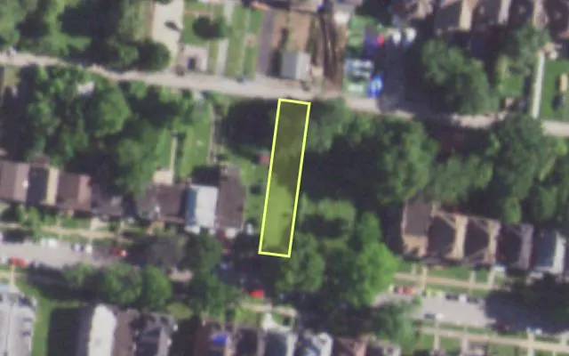 Aerial view of 5147 CATES AV — vacant lot, St. Louis with approximate parcel outline