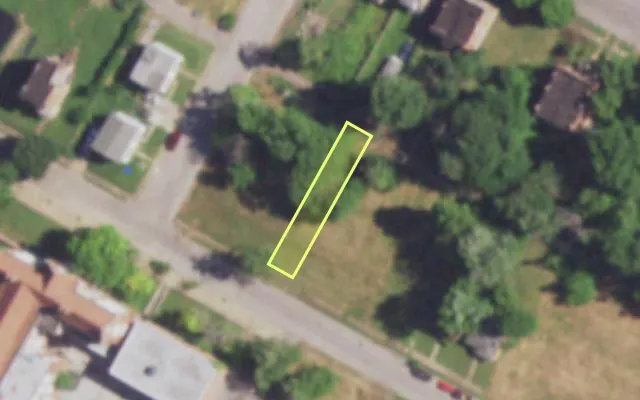 Aerial view of 4587 KENNERLY AV — vacant lot, St. Louis with approximate parcel outline