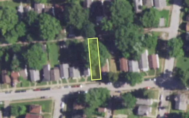 Aerial view of 1119 CANAAN AV — vacant lot, St. Louis with approximate parcel outline