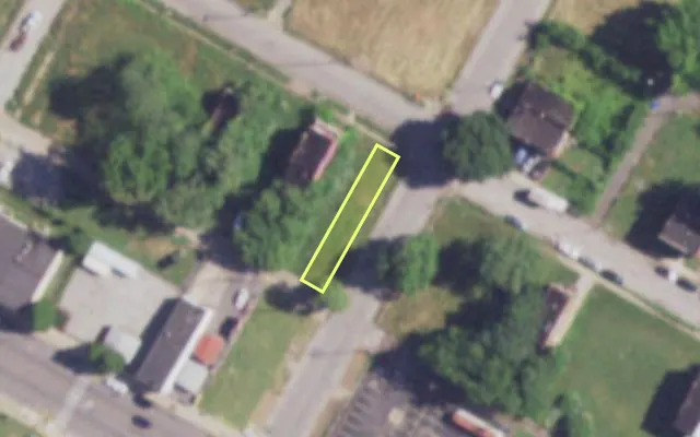 Aerial view of 4100 ALDINE AV — vacant lot, St. Louis with approximate parcel outline