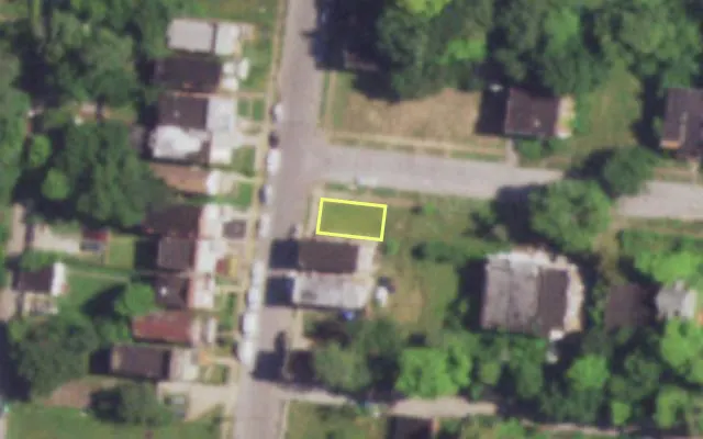 Aerial view of 1160 WALTON AV — vacant lot, St. Louis with approximate parcel outline