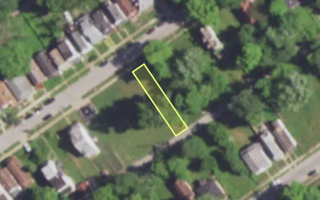 Aerial view of 5448 PLOVER AV — vacant lot, St. Louis with approximate parcel outline