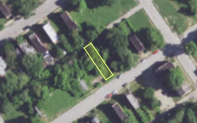 Aerial view of 2019 GANO AV — vacant lot, St. Louis with approximate parcel outline
